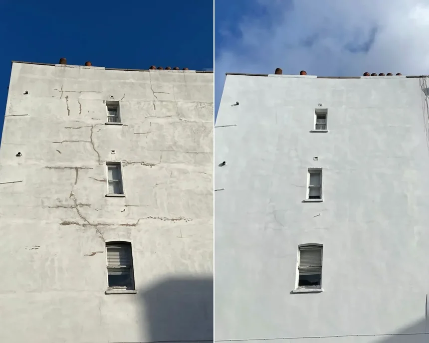 رفع ترک دیوار سیمانی روی نما